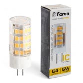 Лампа светодиодная Feron LB-432 5W 2700K 220V G4 теплый свет