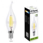 Лампа филаментная светодиодная свеча на ветру Feron LB-167 7W 4000K 230V E14 740lm DIM filament