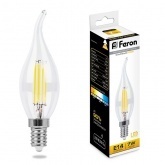Лампа филаментная светодиодная свеча на ветру Feron LB-67 7W 2700K 220V E14