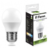 Лампа светодиодная шарик Feron LB-95 G45 7W 4000K 220V E27 холодный свет