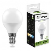 Лампа светодиодная шарик Feron LB-550 G45 9W 4000K 220V E14 холодный свет