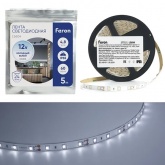 Светодиодная лента Feron LS604 60SMD(3528) 4.8W/m 12V IP65 1000х8х3.8mm 6500K холодный белый