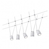 Тросовая система Paulmann 5x4W светильников LED TIP Tin 5x150lm 2700K 230/12V 10m хром матовый/белый