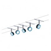 Тросовая система 4 светильника Paulmann BlueLED 5x4W 5x150lm 2700K 230/12V 10m синий/черный