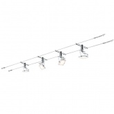 Тросовая система 4 светильника Paulmann LED Meta 4x5W 4x350lm 2700K 230/12V 10m белый/хром матовый