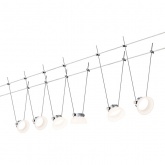 Тросовая система 6 светильников Paulmann IceLED I 6x4W 6x200lm 2700K 230/12V 10m хром матовый/белый