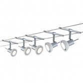 Тросовая система 5 светильников Paulmann Set Sheela GU5.3 max. 5x10W 230/12V 10m хром матовый/опал