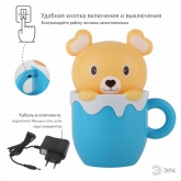 Светильник ночник ЭРА NLED-401-0.5W-BU синий, Встроенный аккумулятор