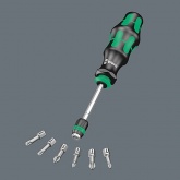 Отвертка Wera с битодержателем Rapidaptor + 6 бит в ручке с сумкой Kraftform Kompakt 26