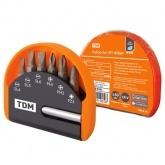 Набор бит TDM 6 штук + держатель 60мм серия Алмаз №1 сталь CR-V