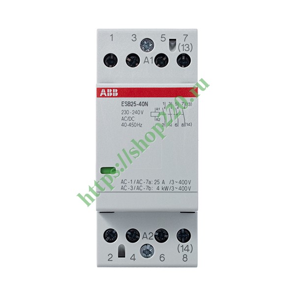 1SAE231111R0640 Контактор ESB25-40N-06 модульный (25А АС-1, 4НО), катушка 230В AC/DC 2 модуля фото 3