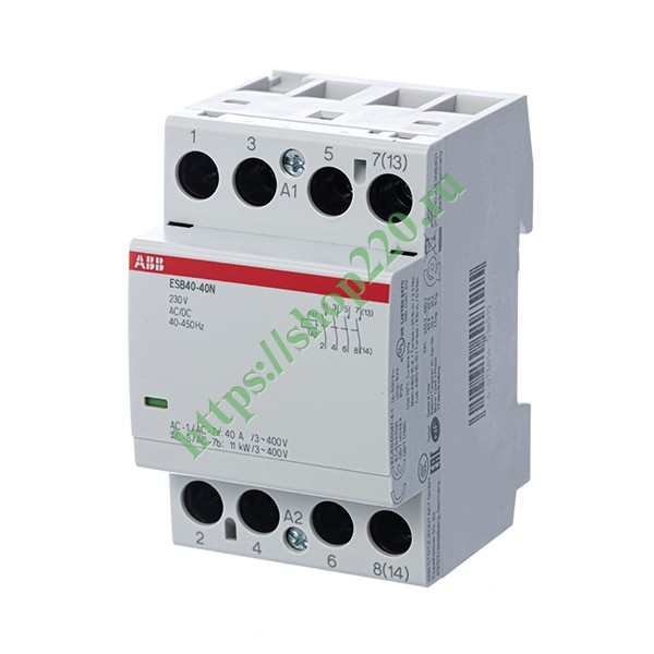 1SAE341111R0640 Контактор ESB40-40N-06 модульный (40А АС-1, 4НО), катушка 230В AC/DC 3 модуля фото 2