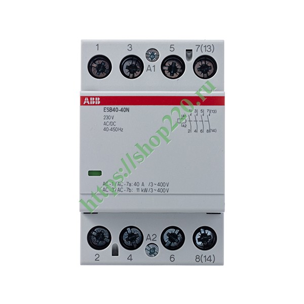 1SAE341111R0640 Контактор ESB40-40N-06 модульный (40А АС-1, 4НО), катушка 230В AC/DC 3 модуля фото 4