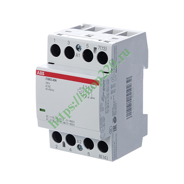 1SAE351111R0640 Контактор ESB63-40N-06 модульный (63А АС-1, 4НО), катушка 230В AC/DC 3 модуля фото 2