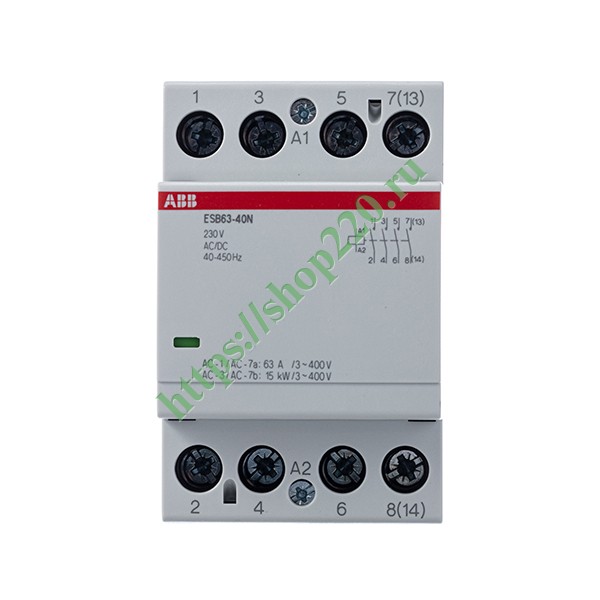 1SAE351111R0640 Контактор ESB63-40N-06 модульный (63А АС-1, 4НО), катушка 230В AC/DC 3 модуля фото 5