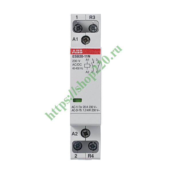 1SBE121111R0611 Контактор ESB20-11N-06 модульный (20А АС-1, 1НО+1НЗ), катушка 230В AC/DC 1 модуль фото 3