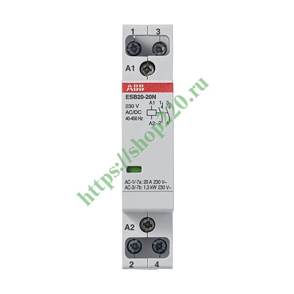 1SBE121111R0620 Контактор ESB20-20N-06 модульный (20А АС-1, 2НО), катушка 230В AC/DC 1 модуль фото 3