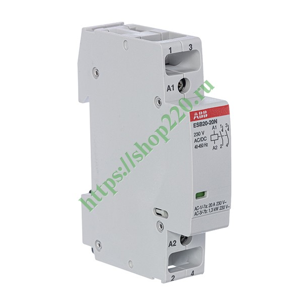 1SBE121111R0620 Контактор ESB20-20N-06 модульный (20А АС-1, 2НО), катушка 230В AC/DC 1 модуль фото 4