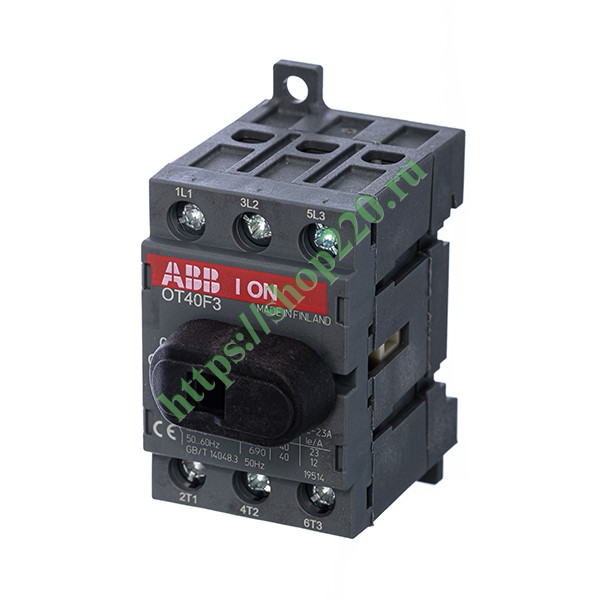 1SCA104902R1001 Рубильник OT40F3 до 40А 3х полюсный для установки на DIN-рейку или плату (с резервной ручкой) (выключатель нагрузки) фото 2