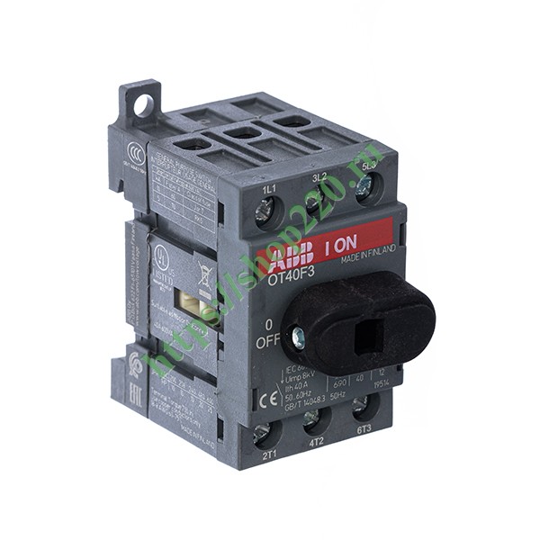 1SCA104902R1001 Рубильник OT40F3 до 40А 3х полюсный для установки на DIN-рейку или плату (с резервной ручкой) (выключатель нагрузки) фото 5