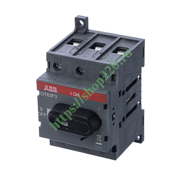 1SCA105332R1001 Рубильник OT63F3 до 63А 3х полюсный для установки на DIN-рейку или плату (с резервной ручкой) (выключатель нагрузки) фото 2