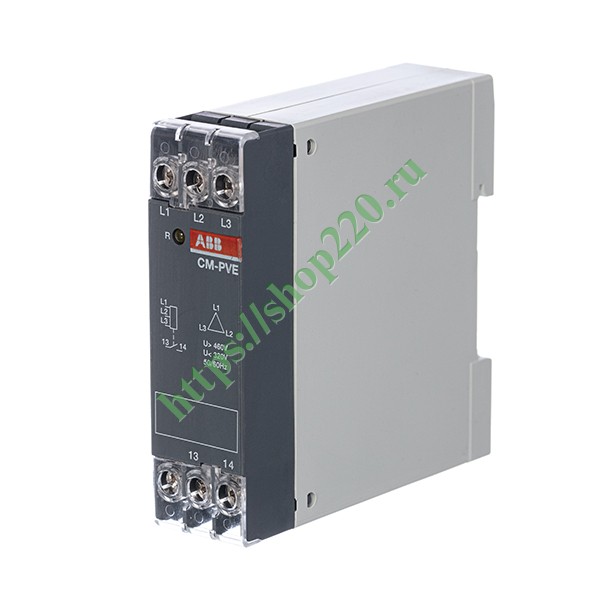 1SVR550871R9500 Реле контроля напряжения CM-PVE (контроль 3 фаз) (контроль Umin/max L1- L2-L3 320-460В AC) 1НО конта фото 2