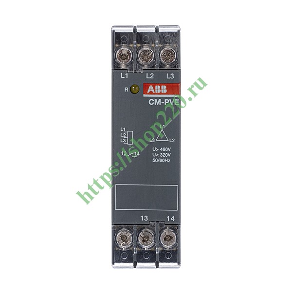 1SVR550871R9500 Реле контроля напряжения CM-PVE (контроль 3 фаз) (контроль Umin/max L1- L2-L3 320-460В AC) 1НО конта фото 5