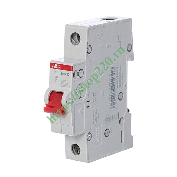2CDD271111R0050 Рубильник модульный ABB 1П 50А рычаг красный однофазный SHD201/50 (выключатель нагрузки) фото 2