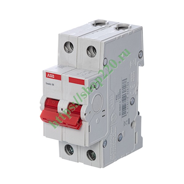2CDD642051R0063 Выключатель нагрузки ABB 2P 63A однофазный BMD51263 Basic M (рубильник) фото 2