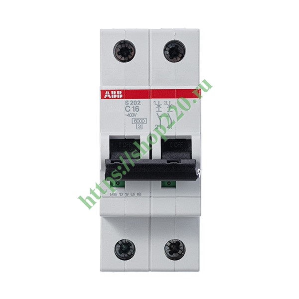 2CDS252001R0164 Автоматический выключатель ABB 2-полюсный S202 C16 (автомат электрический) фото 4
