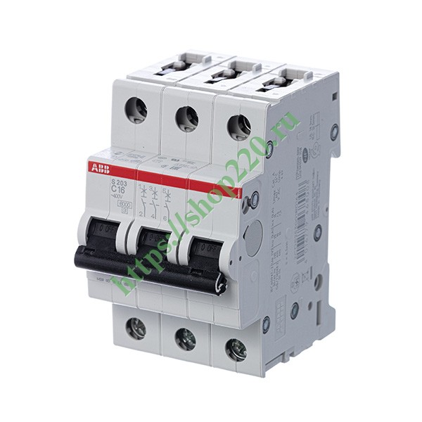 2CDS253001R0164 Автоматический выключатель ABB 3-полюсный S203 C16 (автомат электрический) фото 2