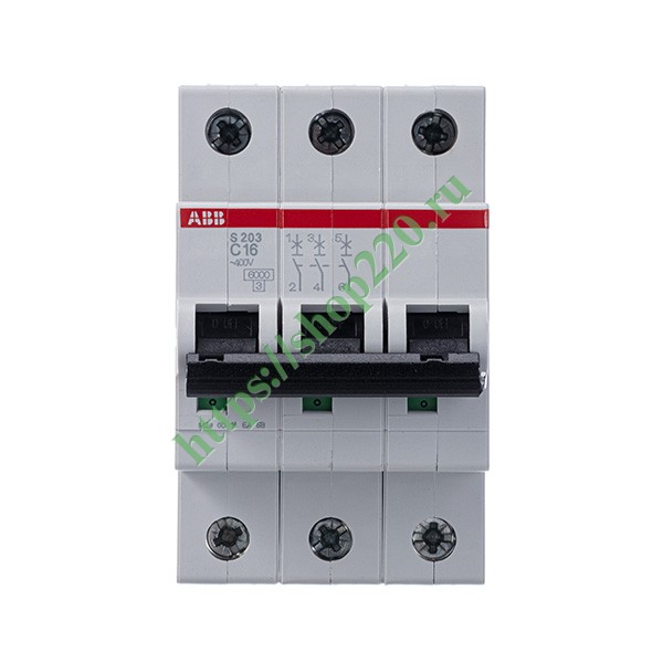 2CDS253001R0164 Автоматический выключатель ABB 3-полюсный S203 C16 (автомат электрический) фото 5