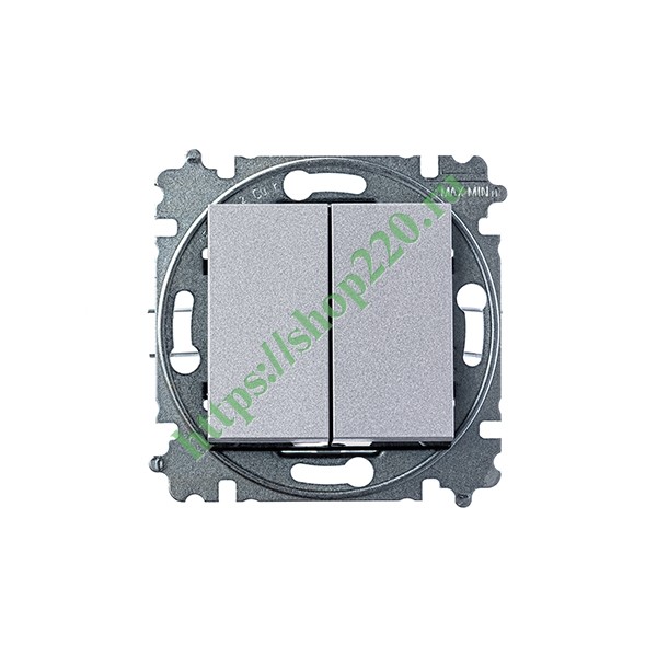 2CHH590545A6070 Выключатель двухклавишный ABB Levit серебро / дымчатый черный (3559H-A05445 70W) фото 3