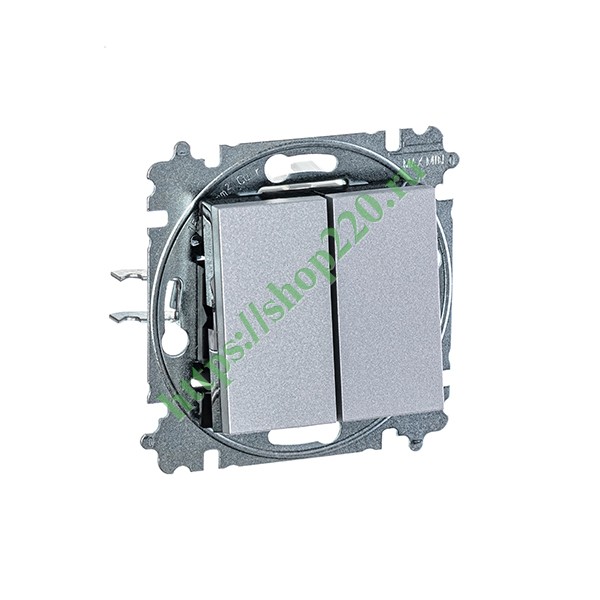 2CHH590545A6070 Выключатель двухклавишный ABB Levit серебро / дымчатый черный (3559H-A05445 70W) фото 4