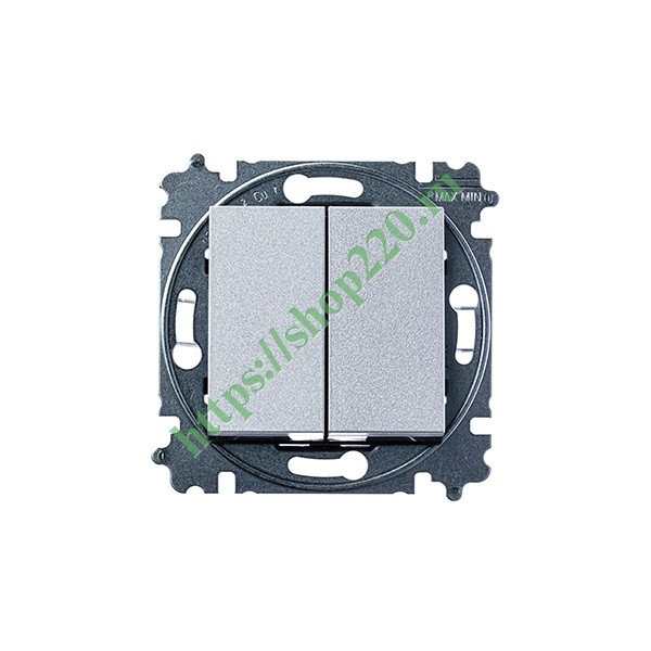 2CHH595245A6070 Переключатель двухклавишный ABB Levit серебро / дымчатый черный (3559H-A52445 70W) фото 3
