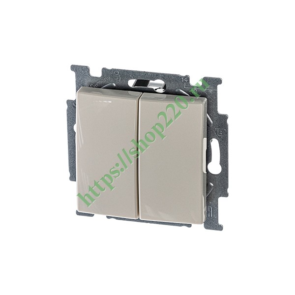 2CKA001012A2148 Выключатель двухклавишный ABB Basic 55 слоновая кость (2006/5 UC-92) (бежевый) фото 2