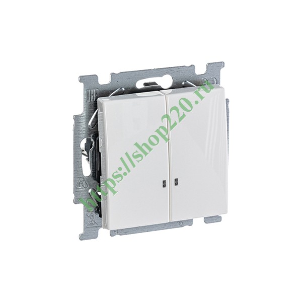 2CKA001012A2154 Выключатель двухклавишный с подсветкой ABB Basic 55 альпийский белый (2006/5 UCGL-94) фото 5