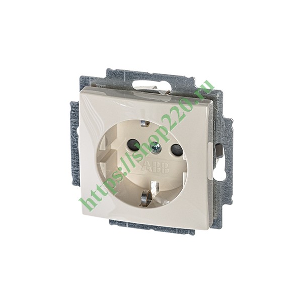 2CKA002013A5279 Розетка с заземлением ABB Basic 55 с защитными шторками слоновая кость (20 EUCKS-92) (бежевый) фото 2