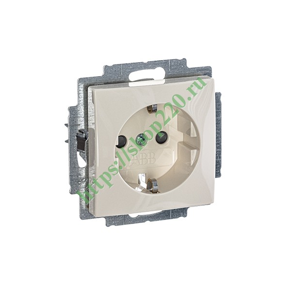 2CKA002013A5279 Розетка с заземлением ABB Basic 55 с защитными шторками слоновая кость (20 EUCKS-92) (бежевый) фото 4