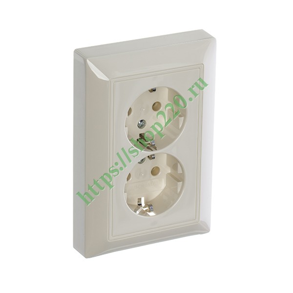 2CKA002014A1463 Розетка двойная с заземлением ABB Basic 55 слоновая кость (20-02 EUJ-92) (бежевый) фото 4