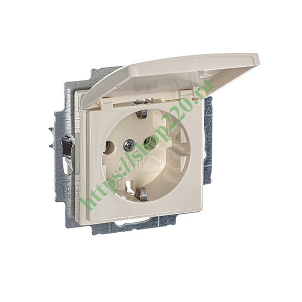 2CKA002018A0351 Розетка с заземлением ABB Basic 55 с крышкой слоновая кость (20 EUK-92) (бежевый) фото 3
