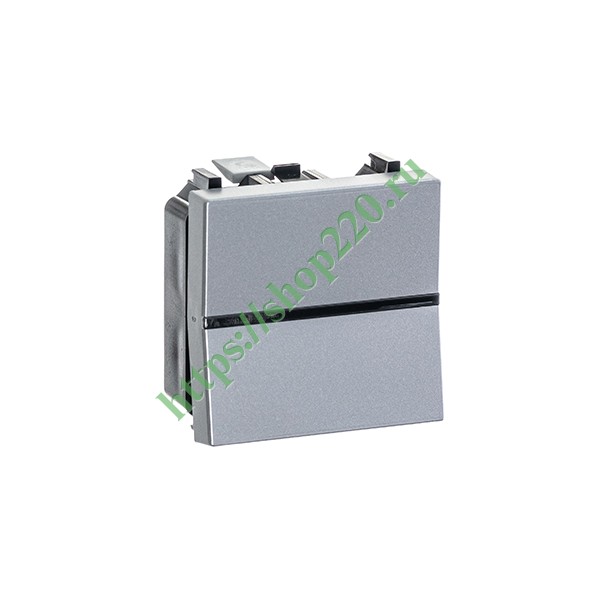 2CLA220200N1301 Одноклавишный переключатель 2 модуля ABB Zenit, серебристый (N2202 PL) фото 3