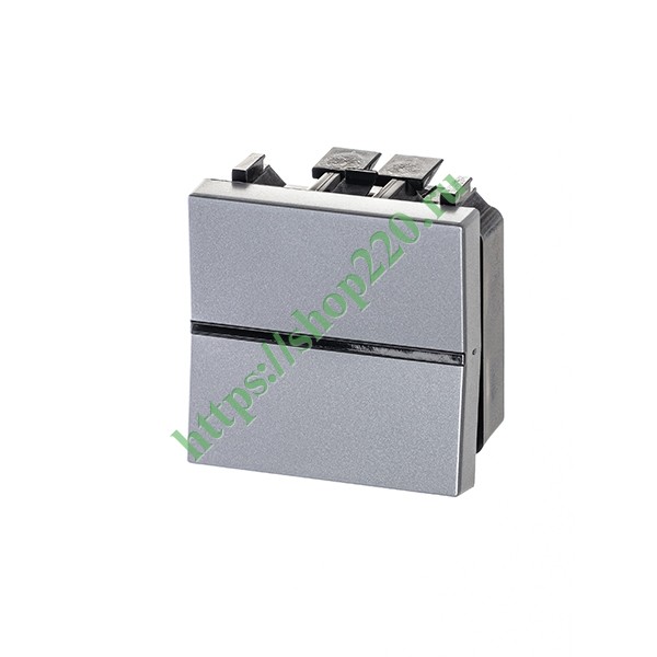 2CLA221000N1301 Одноклавишный перекрестный переключатель 2 модуля ABB Zenit, серебристый (N2210 PL) фото 2