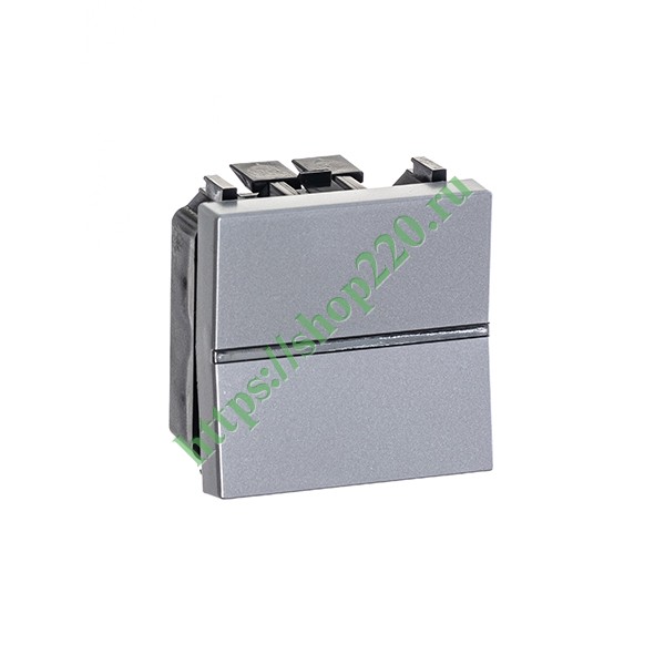 2CLA221000N1301 Одноклавишный перекрестный переключатель 2 модуля ABB Zenit, серебристый (N2210 PL) фото 3