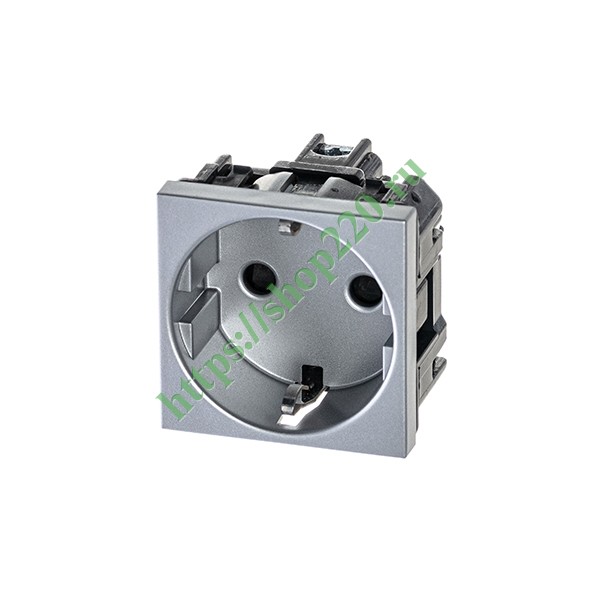 2CLA228800N1301 Розетка 220В с/з со шторками 16А / 250В ABB Zenit, серебристый (N2288 PL) фото 2