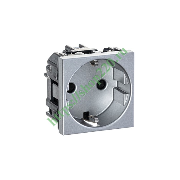 2CLA228800N1301 Розетка 220В с/з со шторками 16А / 250В ABB Zenit, серебристый (N2288 PL) фото 3