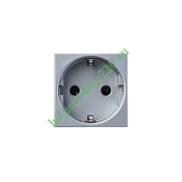 2CLA228800N1301 Розетка 220В с/з со шторками 16А / 250В ABB Zenit, серебристый (N2288 PL) фото 4