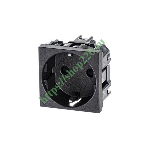 2CLA228800N1801 Розетка 220В с/з со шторками 16А / 250В ABB Zenit, антрацит (N2288 AN) фото 2