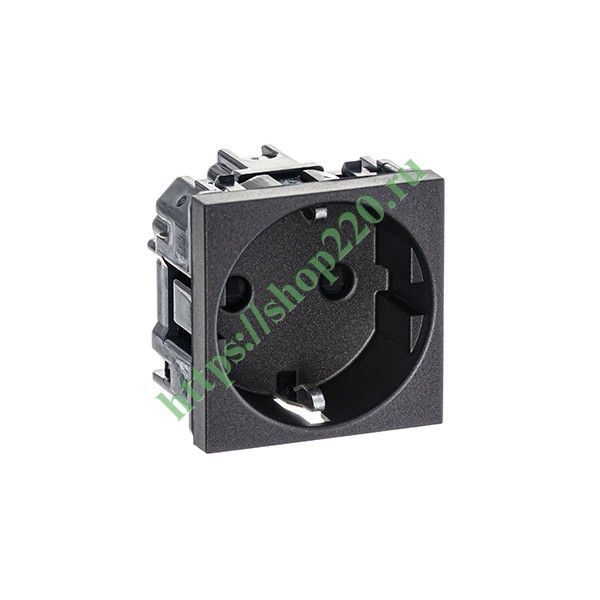 2CLA228800N1801 Розетка 220В с/з со шторками 16А / 250В ABB Zenit, антрацит (N2288 AN) фото 5