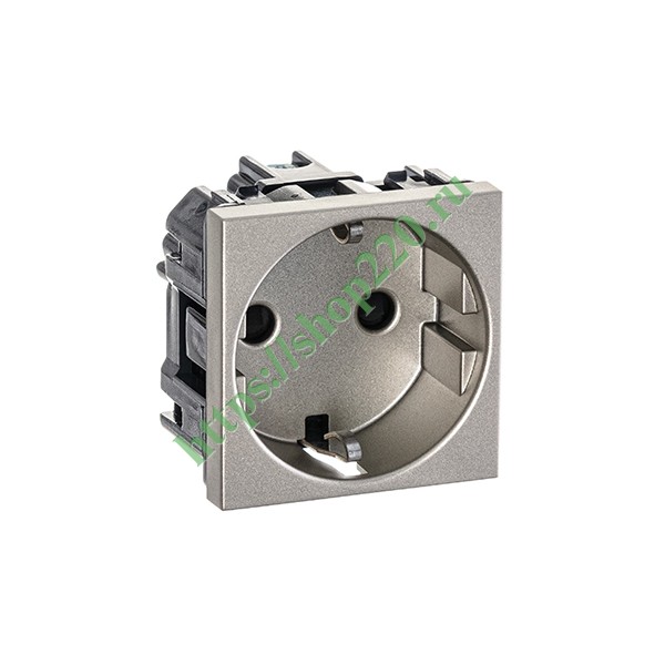 2CLA228800N1901 Розетка 220В с/з со шторками 16А / 250В ABB Zenit, шампань (N2288 CV) фото 4